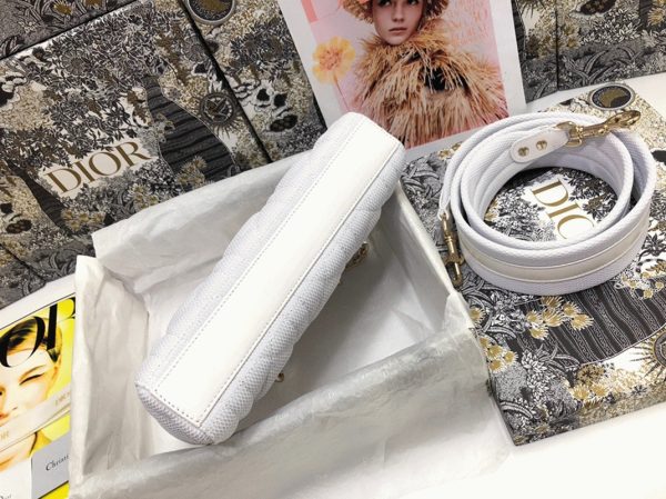 Fausse Sac Lady D-Joy Medium en tissu technique Macrocannage blanc – Image 4