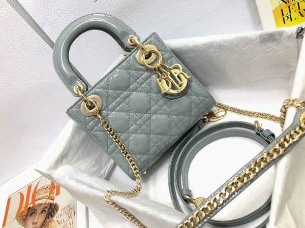 Réplique Mini Sac Lady Dior avec chaîne en gris – Image 8