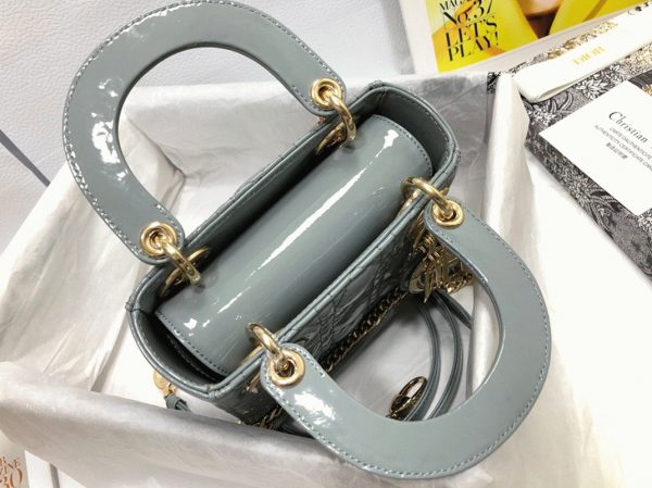 Réplique Mini Sac Lady Dior avec chaîne en gris – Image 9