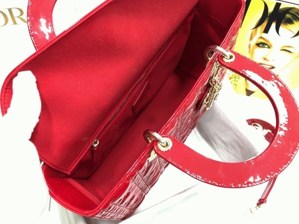 Fausse Sac Lady Dior Large en rouge – Image 9