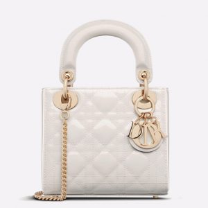 Imitation Mini Sac Dior Lady Dior avec chaîne en blanc