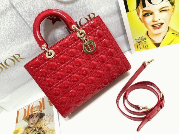 Fausse Sac Lady Dior Large en rouge – Image 5
