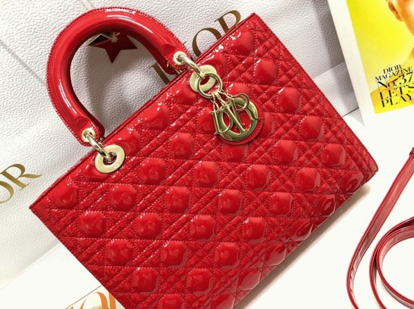 Fausse Sac Lady Dior Large en rouge – Image 4