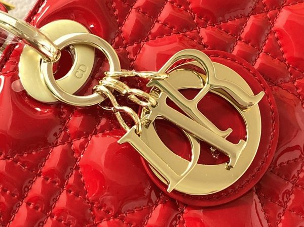 Fausse Sac Lady Dior Large en rouge – Image 3