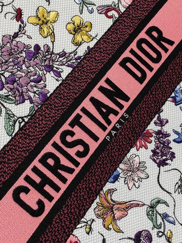 Réplique Sac Dior Book Tote Large en broderie multicolore Florilegio blanche – Image 7