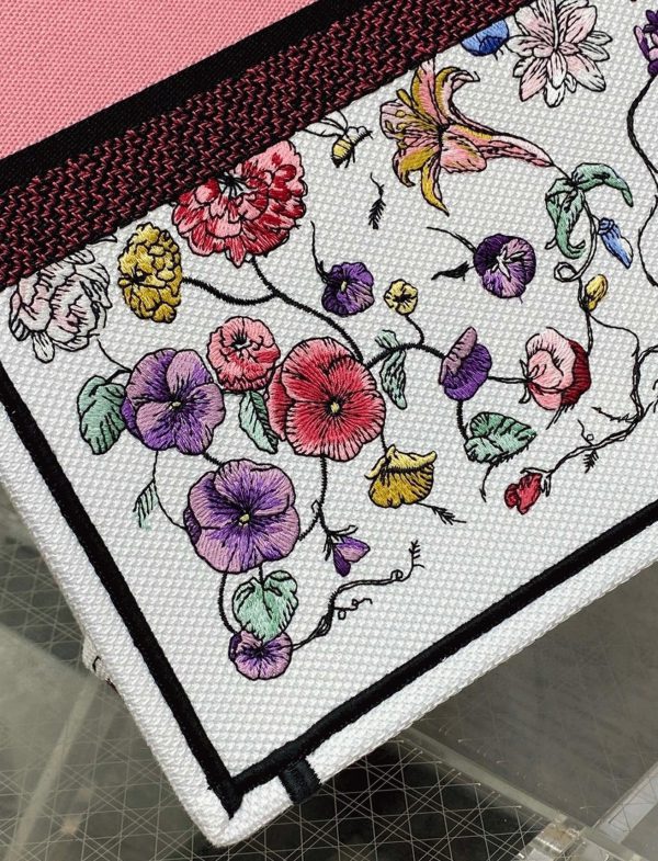 Réplique Sac Dior Book Tote Large en broderie multicolore Florilegio blanche – Image 4