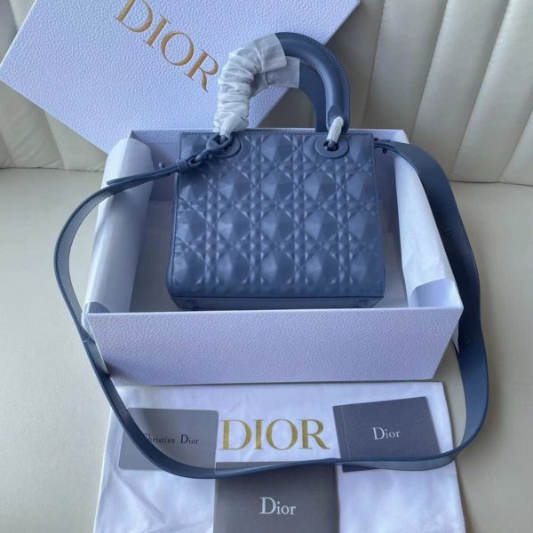 Réplique Petit Sac Lady Dior My ABCDior en veau denim avec motif diamant – Image 9