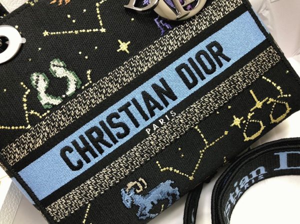 Faux Sac Lady D-Lite Medium en broderie Zodiac Pixel noire – Image 9