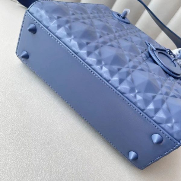Réplique Petit Sac Lady Dior My ABCDior en veau denim avec motif diamant – Image 6