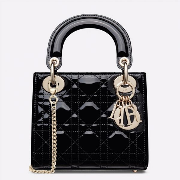 Réplique Mini Sac Dior Lady Dior avec chaîne en noir