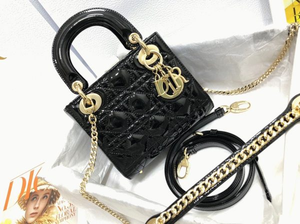 Réplique Mini Sac Dior Lady Dior avec chaîne en noir – Image 6