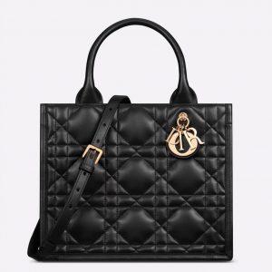 Fausse Petit Sac Dior Book Tote avec bandoulière en noir