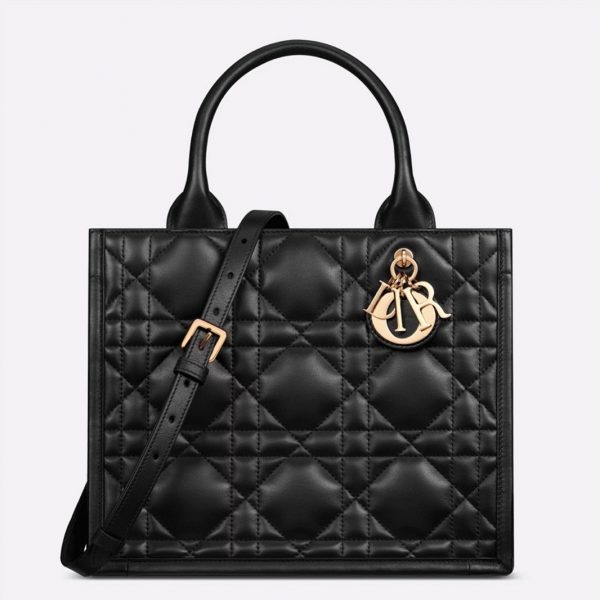 Fausse Petit Sac Dior Book Tote avec bandoulière en noir