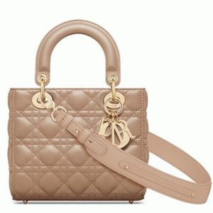 Fausse Petit Sac Lady Dior My ABCDior en agneau noisette