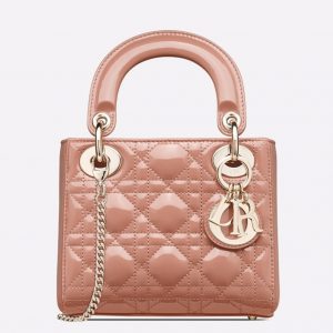 Fausse Mini Sac Lady Dior avec chaîne en nude