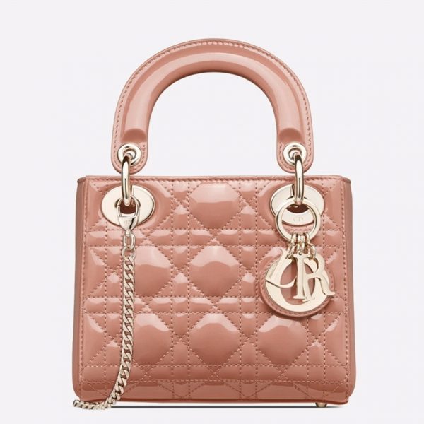 Fausse Mini Sac Lady Dior avec chaîne en nude