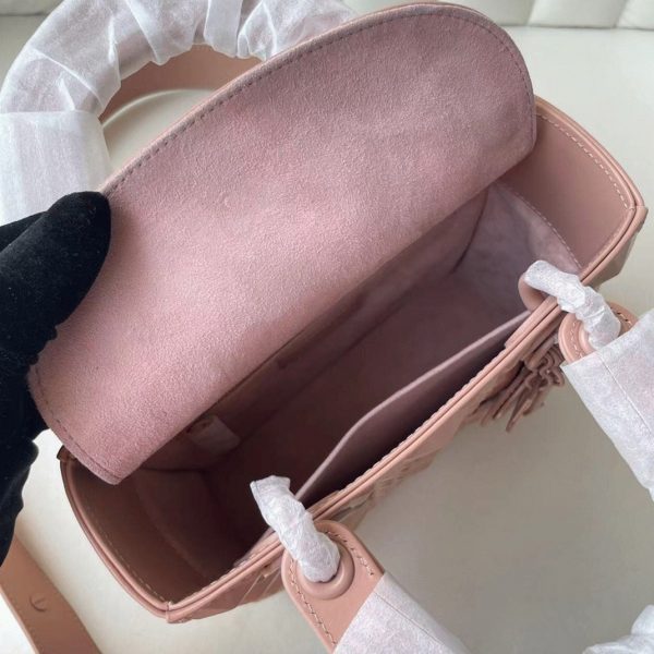Fausse Petit Sac Lady Dior My ABCDior en veau rose avec motif diamant – Image 6