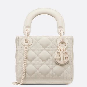 Fausse Mini Sac Lady Dior avec chaîne en blanc