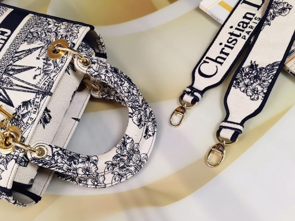 Contrefaçon Sac Lady D-Lite Medium en broderie Rêve d’Infini multicolore bleu – Image 8