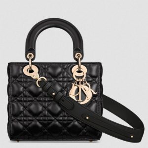 Contrefaçon Petit Sac Lady Dior My ABCDior en agneau cannage noir