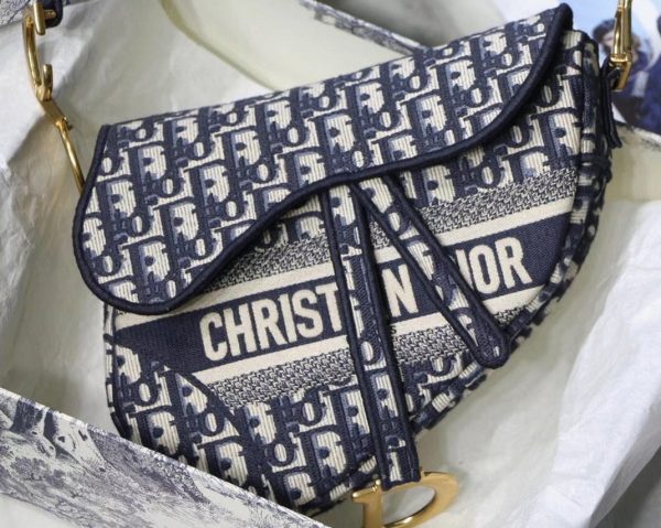 Réplique Sac Saddle Dior en broderie Oblique bleue – Image 2