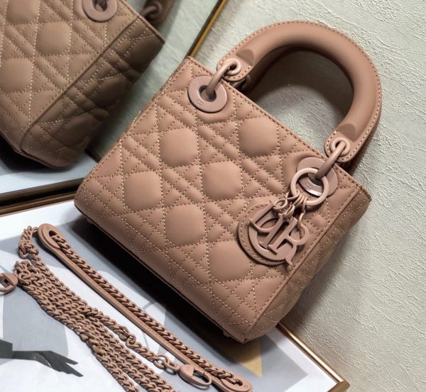 Réplique Mini Sac Lady Dior avec chaîne en rose poudré – Image 7