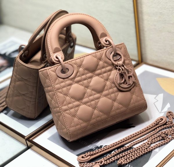 Réplique Mini Sac Lady Dior avec chaîne en rose poudré – Image 9