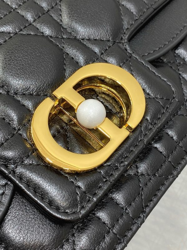 Fausse Petit Sac Jolie à poignée en veau cannage noir – Image 7