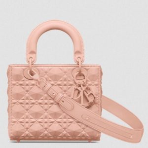 Fausse Petit Sac Lady Dior My ABCDior en veau rose avec motif diamant