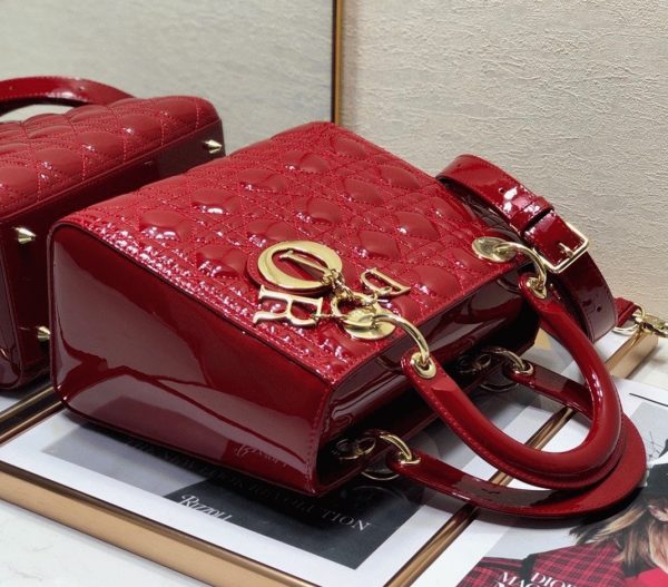 Fausse Sac Lady Dior Medium en rouge – Image 9
