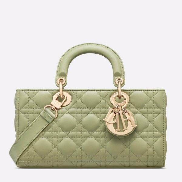 Contrefaçon Sac Lady D-Joy Medium en agneau cannage vert éthéré