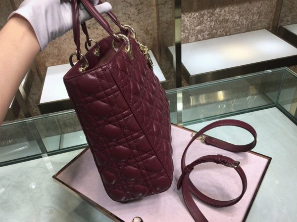 Fausse Sac Lady Dior Large en bordeaux – Image 10