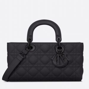 Réplique Sac Lady D-Joy Medium en veau ultramat noir