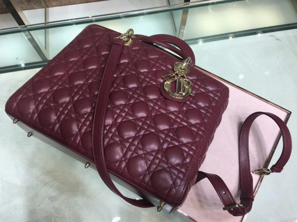 Fausse Sac Lady Dior Large en bordeaux – Image 8