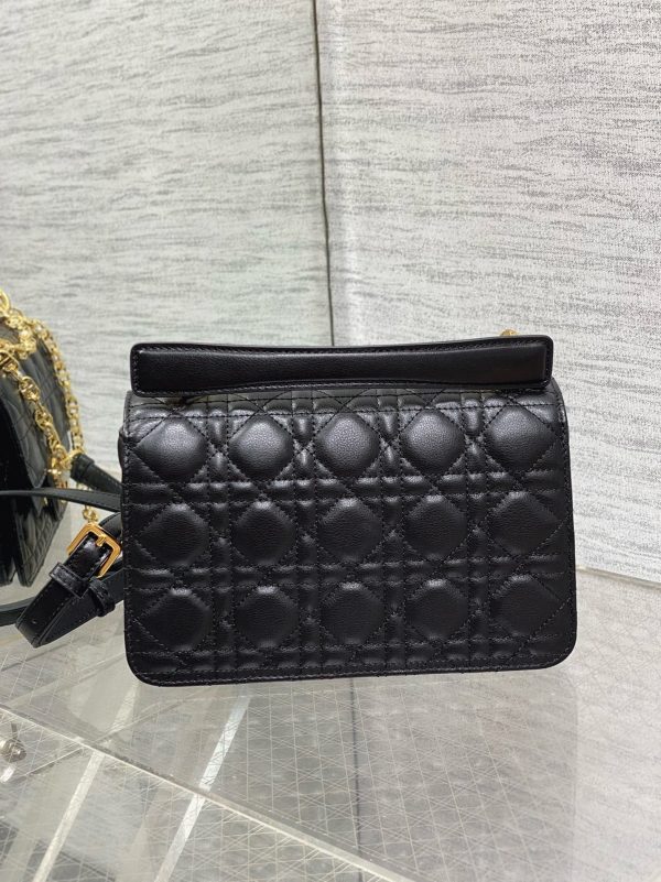 Fausse Petit Sac Jolie à poignée en veau cannage noir – Image 4