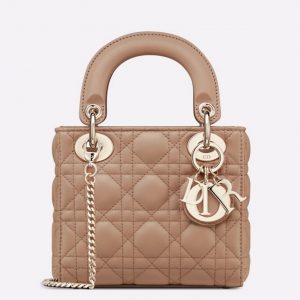 Réplique Mini Sac Lady Dior avec chaîne en rose poudré