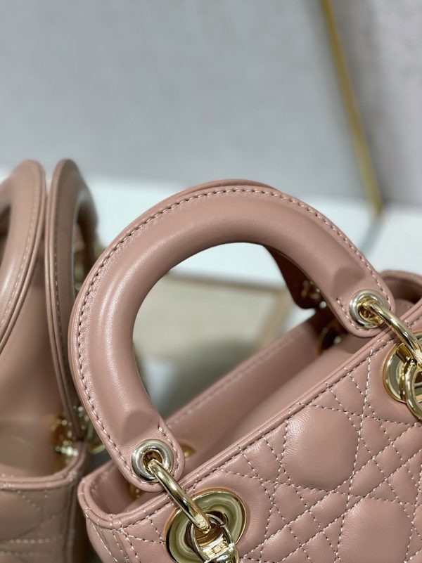 Réplique Mini Sac Lady Dior avec chaîne en rose poudré – Image 2