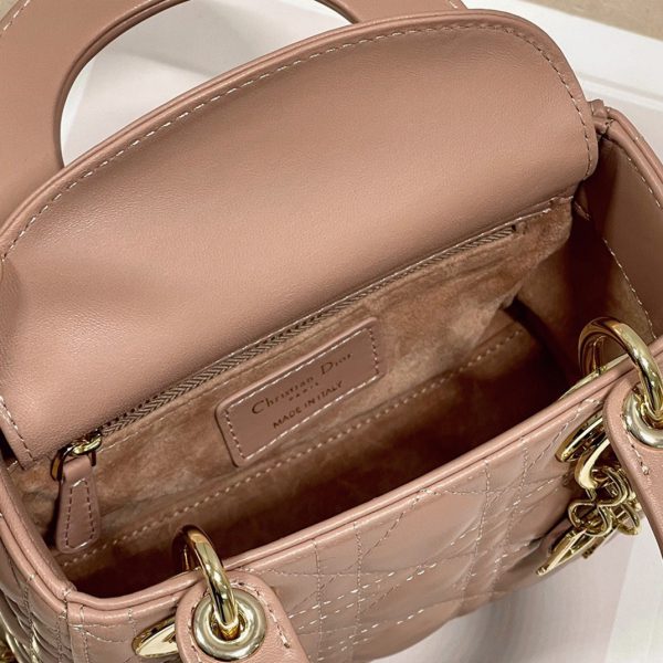 Réplique Mini Sac Lady Dior avec chaîne en rose poudré – Image 3