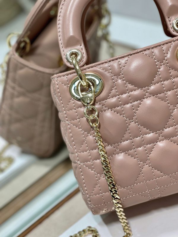 Réplique Mini Sac Lady Dior avec chaîne en rose poudré – Image 8
