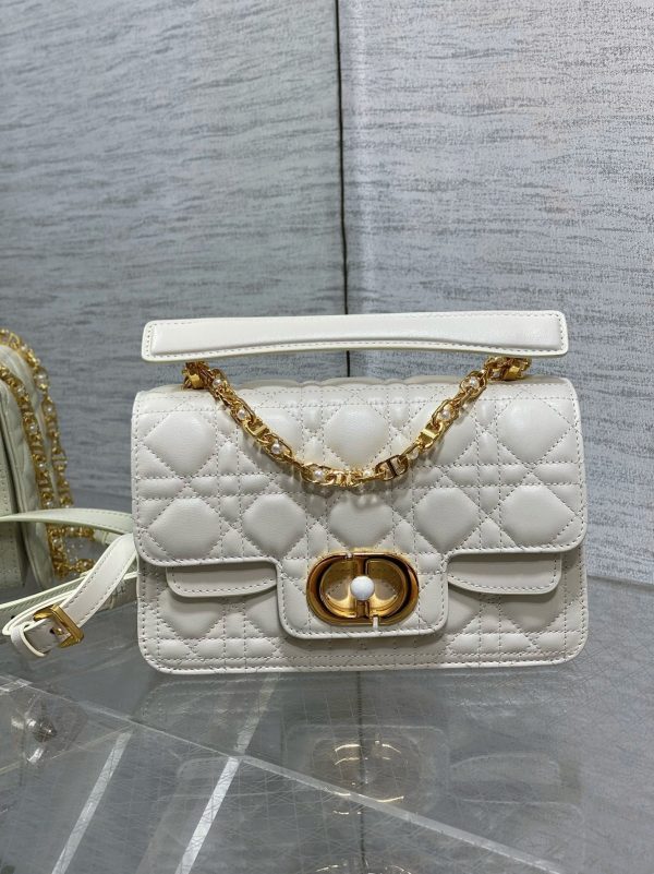 Réplique Petit Sac Jolie à poignée en veau cannage blanc – Image 2