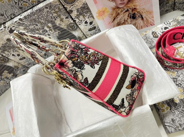 Fausse Sac Lady D-Lite Medium en broderie papillon multicolore – Image 7