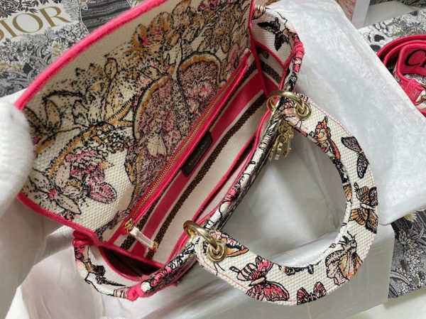 Fausse Sac Lady D-Lite Medium en broderie papillon multicolore – Image 6