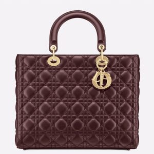 Fausse Sac Lady Dior Large en bordeaux