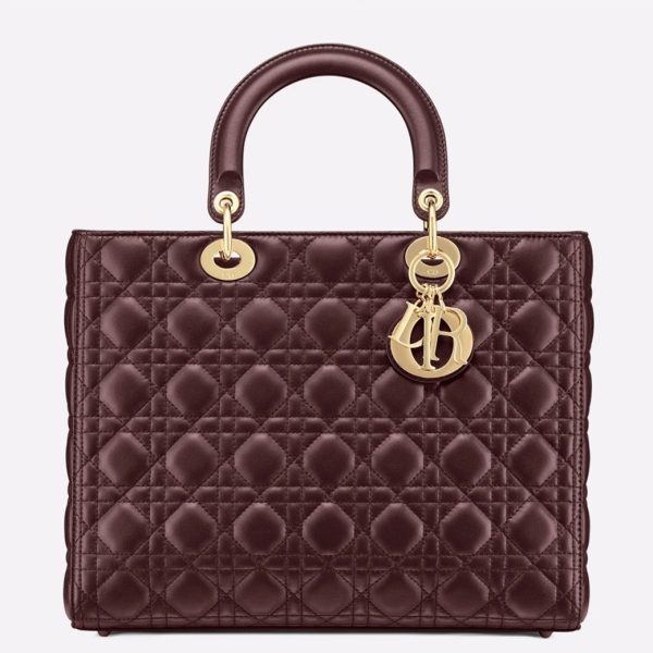 Fausse Sac Lady Dior Large en bordeaux