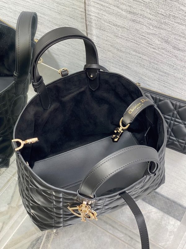 Réplique Sac Toujours Medium Dior en veau macrocannage noir – Image 8