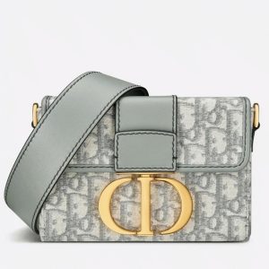 Fausse Sac Dior 30 Montaigne Box (ancienne) en jacquard Oblique gris
