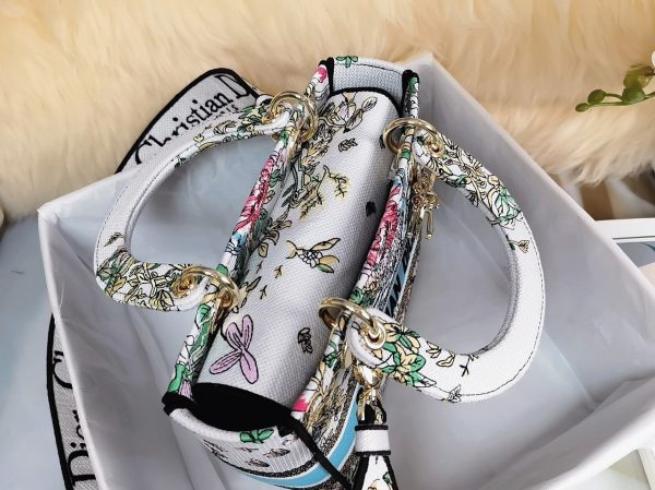Fausse Sac Lady D-Lite Medium en broderie D-Constellation blanche – Image 3
