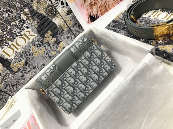 Fausse Sac Dior 30 Montaigne Box (ancienne) en jacquard Oblique gris – Image 4