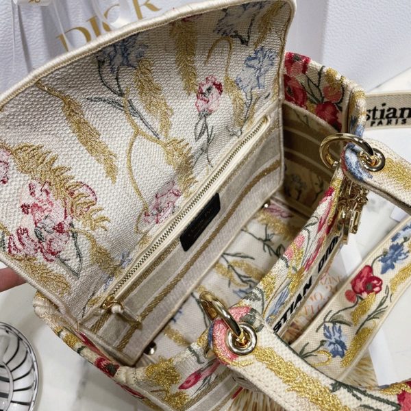Réplique Sac Lady D-Lite Medium en broderie métallique Hibiscus – Image 8