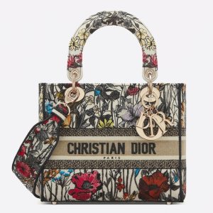 Imitation Sac Lady D-Lite Medium en broderie Mille Fleurs
